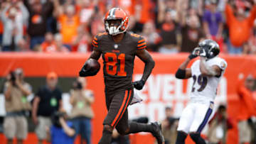 CLEVELAND, OH - OCTOBER 07: Rashard Higgins #81 of the Cleveland Browns makes a touchdown catch in the second quarter against the Baltimore Ravens at FirstEnergy Stadium on October 7, 2018 in Cleveland, Ohio. (Photo by Joe Robbins/Getty Images)