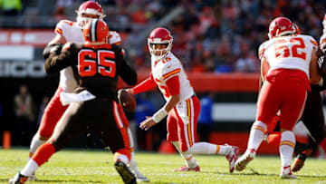 CLEVELAND, OH - NOVEMBER 4: Patrick Mahomes #15 of the Kansas City Chiefs runs with the ball during the game against the Cleveland Browns at FirstEnergy Stadium on November 4, 2018 in Cleveland, Ohio. (Photo by Kirk Irwin/Getty Images)