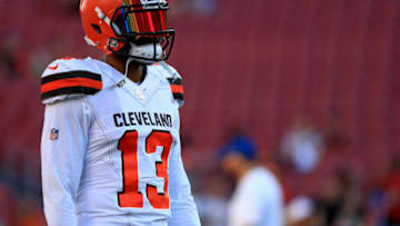 TAMPA, FLORIDA - AUGUST 23: Odell Beckham #13 of the Cleveland Browns warms up during a preseason game against the Tampa Bay Buccaneers at Raymond James Stadium on August 23, 2019 in Tampa, Florida. (Photo by Mike Ehrmann/Getty Images)