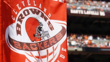 CLEVELAND, OH - SEPTEMBER 09: Cleveland "Browns Backers" flag before the start of their game against the Philadelphia Eagles their season opener at Cleveland Browns Stadium on September 9, 2012 in Cleveland, Ohio. (Photo by Matt Sullivan/Getty Images)