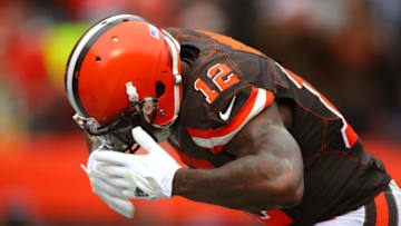 CLEVELAND, OH - DECEMBER 10: Josh Gordon #12 of the Cleveland Browns celebrates a touchdown in the first quarter against the Green Bay Packers at FirstEnergy Stadium on December 10, 2017 in Cleveland, Ohio. (Photo by Gregory Shamus/Getty Images)