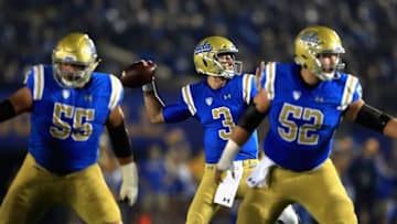 PASADENA, CA - NOVEMBER 11: Josh Rosen #3 of the UCLA Bruins looks to passes during the first half of a game against the Arizona State Sun Devils at the Rose Bowl on November 11, 2017 in Pasadena, California. (Photo by Sean M. Haffey/Getty Images)