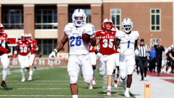 OXFORD, OHIO - SEPTEMBER 28: Jaret Patterson #26 of the Buffalo Bulls runs for a touchdown during the second quarter in the game against the Miami of Ohio RedHawks at Yager Stadium on September 28, 2019 in Oxford, Ohio. (Photo by Justin Casterline/Getty Images)