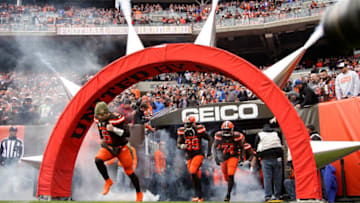 CLEVELAND, OH - NOVEMBER 10: Baker Mayfield #6 of the Cleveland Browns leads his teammates out onto the field prior to the start of the game against the Buffalo Bills at FirstEnergy Stadium on November 10, 2019 in Cleveland, Ohio. (Photo by Kirk Irwin/Getty Images)