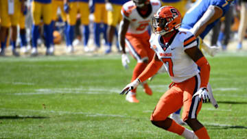 PITTSBURGH, PA - SEPTEMBER 19: Andre Cisco #7 of the Syracuse Orange in action during the game against the Pittsburgh Panthers at Heinz Field on September 19, 2020 in Pittsburgh, Pennsylvania. (Photo by Justin Berl/Getty Images)