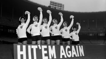 CLEVELAND, OH - SEPTEMBER, 1961: Members of the Brownettes cheerleading squad for the Cleveland Browns pose for a portrait in September, 1961 at Municipal Stadium in Cleveland, Ohio. 61-265 (Photo by: Henry Barr Collection/Diamond Images/Getty Images)