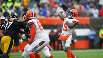 CLEVELAND, OH - SEPTEMBER 09: Tyrod Taylor #5 of the Cleveland Browns throws a pass during the third quarter against the Pittsburgh Steelers at FirstEnergy Stadium on September 9, 2018 in Cleveland, Ohio. (Photo by Joe Robbins/Getty Images)