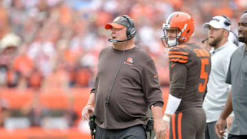 CLEVELAND, OHIO - SEPTEMBER 08: Head coach Freddie Kitchens of the Cleveland Browns yells to his players during the second half against the Tennessee Titans at FirstEnergy Stadium on September 08, 2019 in Cleveland, Ohio. The Titans defeated the Browns 43-13. (Photo by Jason Miller/Getty Images)