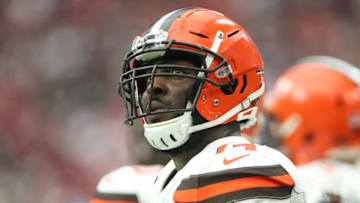 Dec 2, 2018; Houston, TX, USA; Cleveland Browns offensive tackle Chris Hubbard (74) looks on during the game against the Houston Texans at NRG Stadium. Mandatory Credit: Troy Taormina-USA TODAY Sports