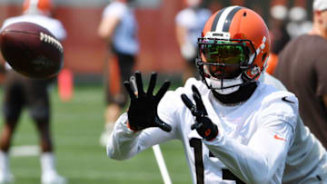 Jul 28, 2021; Berea, Ohio, USA; Cleveland Browns wide receiver Odell Beckham Jr. (13) catches a pass during training camp at CrossCountry Mortgage Campus. Mandatory Credit: Ken Blaze-USA TODAY Sports