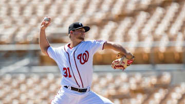 Oct 11, 2016; Glendale, AZ, USA; Washington Nationals pitcher Austin Voth throws for the Glendale Desert Dogs during an Arizona Fall League game against the Scottsdale Scorpions at Camelback Ranch. Mandatory Credit: Mark J. Rebilas-USA TODAY Sports