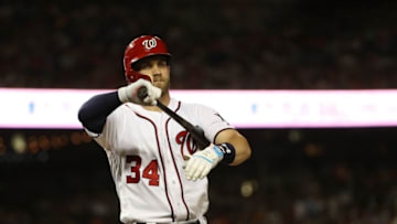 WASHINGTON, DC - JULY 17: Bryce Harper #34 of the Washington Nationals and the National League during the 89th MLB All-Star Game, presented by Mastercard at Nationals Park on July 17, 2018 in Washington, DC. (Photo by Patrick Smith/Getty Images)