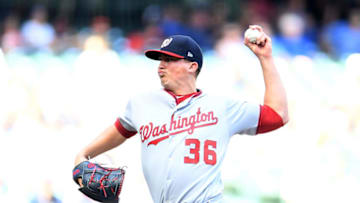 MILWAUKEE, WI - JULY 25: Sammy Solis #36 of the Washington Nationals throws a pitch during the ninth inning of a game against the Milwaukee Brewers at Miller Park on July 25, 2018 in Milwaukee, Wisconsin. (Photo by Stacy Revere/Getty Images)