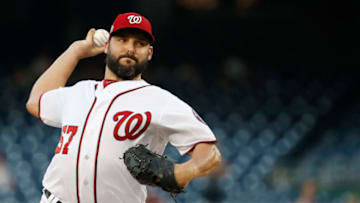WASHINGTON, DC - SEPTEMBER 05: Starting pitcher Tanner Roark #57 of the Washington Nationals pitches in the first inning against the St. Louis Cardinals at Nationals Park on September 5, 2018 in Washington, DC. (Photo by Patrick McDermott/Getty Images)