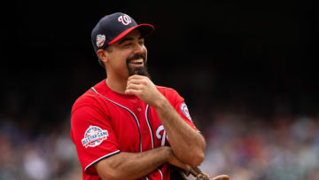 ATLANTA, GA - SEPTEMBER 16: Anthony Rendon #6 of the Washington Nationals smiles during the 6th inning against the Atlanta Braves at SunTrust Park on September 16, 2018 in Atlanta, Georgia.(Photo by Kelly Kline/Getty Images)