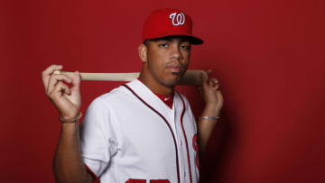 WEST PALM BEACH, FLORIDA - FEBRUARY 22: Luis Garcia #63 of the Washington Nationals poses for a portrait on Photo Day at FITTEAM Ballpark of The Palm Beaches during on February 22, 2019 in West Palm Beach, Florida. (Photo by Michael Reaves/Getty Images)
