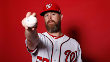 WEST PALM BEACH, FLORIDA - FEBRUARY 22: Justin Miller #60 of the Washington Nationals poses for a portrait on Photo Day at FITTEAM Ballpark of The Palm Beaches during on February 22, 2019 in West Palm Beach, Florida. (Photo by Michael Reaves/Getty Images)