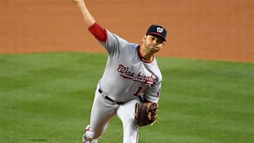 LOS ANGELES, CA - MAY 10: Anibal Sanchez #19 of the Washington Nationals pitches in the first inning of the game against the Washington Nationals at Dodger Stadium on May 10, 2019 in Los Angeles, California. (Photo by Jayne Kamin-Oncea/Getty Images)