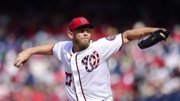WASHINGTON, DC - JUNE 15: Stephen Strasburg #37 of the Washington Nationals pitches in the second inning against the Arizona Diamondbacks at Nationals Park on June 15, 2019 in Washington, DC. (Photo by Patrick McDermott/Getty Images)