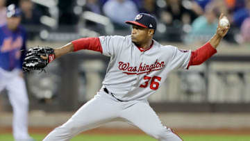 NEW YORK, NEW YORK - MAY 20: Tony Sipp #36 of the Washington Nationals delivers a pitch in the eighth inning against the New York Mets at Citi Field on May 20, 2019 in the Flushing neighborhood of the Queens borough of New York City. (Photo by Elsa/Getty Images)