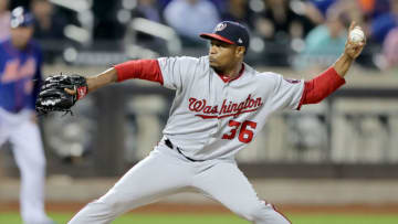 NEW YORK, NEW YORK - MAY 20: Tony Sipp #36 of the Washington Nationals delivers a pitch in the eighth inning against the New York Mets at Citi Field on May 20, 2019 in the Flushing neighborhood of the Queens borough of New York City. (Photo by Elsa/Getty Images)
