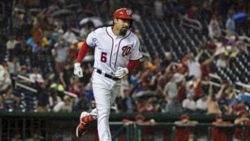 WASHINGTON, DC - JUNE 20: Anthony Rendon #6 of the Washington Nationals hits a home run against the Philadelphia Phillies during the sixth inning at Nationals Park on June 20, 2019 in Washington, DC. (Photo by Scott Taetsch/Getty Images)