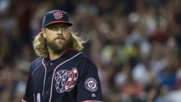 WASHINGTON, DC - JUNE 21: Trevor Rosenthal #44 of the Washington Nationals pitches against the Atlanta Braves during the eighth inning at Nationals Park on June 21, 2019 in Washington, DC. (Photo by Scott Taetsch/Getty Images)
