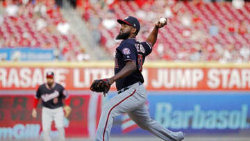 CINCINNATI, OH - JUNE 01: Wander Suero #51 of the Washington Nationals pitches in the seventh inning against the Cincinnati Reds at Great American Ball Park on June 1, 2019 in Cincinnati, Ohio. The Nationals won 5-2. (Photo by Joe Robbins/Getty Images)