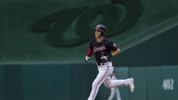 WASHINGTON, DC - JULY 23: Trea Turner #7 of the Washington Nationals rounds the bases after hitting a home run against the Colorado Rockies during the first inning at Nationals Park on June 23, 2019 in Washington, DC. (Photo by Scott Taetsch/Getty Images)