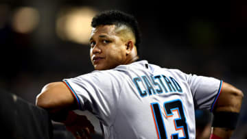 NEW YORK, NEW YORK - SEPTEMBER 24: Starlin Castro #13 of the Miami Marlins looks on during the third inning of their game against the New York Mets at Citi Field on September 24, 2019 in the Flushing neighborhood of the Queens borough of New York City. (Photo by Emilee Chinn/Getty Images)