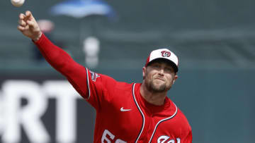 JUPITER, FL - FEBRUARY 25: Hunter Strickland #60 of the Washington Nationals pitches during a Grapefruit League spring training game against the St Louis Cardinals at Roger Dean Stadium on February 25, 2020 in Jupiter, Florida. The Nationals defeated the Cardinals 9-6. (Photo by Joe Robbins/Getty Images)
