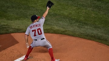 Ben Braymer #70 of the Washington Nationals delivers a pitch in the first inning against the Miami Marlins at Marlins Park on September 20, 2020 in Miami, Florida. (Photo by Mark Brown/Getty Images)