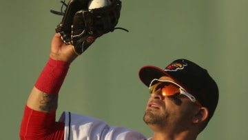 Gerardo Parra #8 of the Rochester Red Wings makes a catch in the second inning against the Scranton/Wilkes-Barre RailRiders at Frontier Field on May 18, 2021 in Rochester, New York. (Photo by Joshua Bessex/Getty Images)