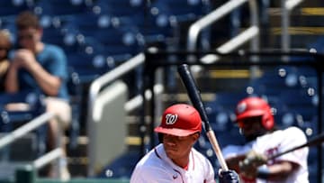 Juan Soto #22 of the Washington Nationals bats against the Cincinnati Reds at Nationals Park on May 27, 2021 in Washington, DC. (Photo by Rob Carr/Getty Images)
