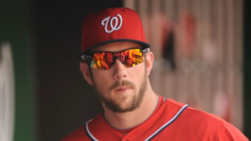 Steven Souza Jr. #21 of the Washington Nationals looks on during a baseball game against the Philadelphia Phillies on September 6, 2014 at Nationals Park in Washington, DC. The Phillies won 3-1. (Photo by Mitchell Layton/Getty Images)