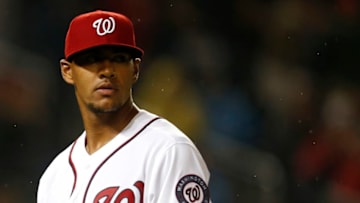 WASHINGTON, DC - MAY 23: Joe Ross #41 of the Washington Nationals walks off of the field against the Seattle Mariners during the eighth inning at Nationals Park on May 23, 2017 in Washington, DC. (Photo by Matt Hazlett/Getty Images)