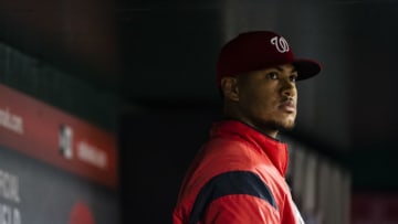 WASHINGTON, DC - JUNE 08: Starting pitcher Joe Ross #41 of the Washington Nationals stands in the dugout in the seventh inning during a game against the Baltimore Orioles at Nationals Park on June 8, 2017 in Washington, DC. (Photo by Patrick McDermott/Getty Images)