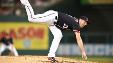 WASHINGTON, DC - SEPTEMBER 08: Max Scherzer #31 of the Washington Nationals pitches in the third inning during a baseball game against the Philadelphia Phillies at Nationals Park on September 8, 2017 in Washington, DC. (Photo by Mitchell Layton/Getty Images)