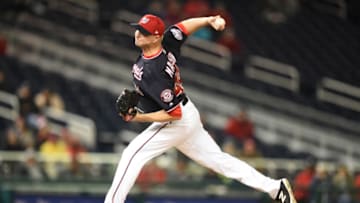 WASHINGTON, DC - APRIL 10: Ryan Madson #44 of the Washington Nationals pitches in the ninth inning for his first save of the year during a baseball game against the Atlanta Braves at Nationals Park on April 10, 2018 in Washington, DC. (Photo by Mitchell Layton/Getty Images)