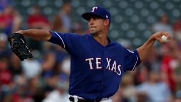ARLINGTON, TX - MAY 03: Mike Minor #36 of the Texas Rangers pitches against the Boston Red Sox in the top of the first inning at Globe Life Park in Arlington on May 3, 2018 in Arlington, Texas. (Photo by Tom Pennington/Getty Images)