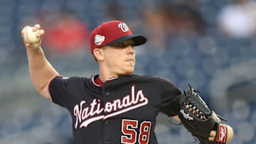 WASHINGTON, DC - MAY 22: Jeremy Hellickson #58 of the Washington Nationals pitches in the second inning against the San Diego Padres at Nationals Park on May 22, 2018 in Washington, DC. (Photo by Mitchell Layton/Getty Images)