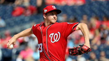 WASHINGTON, DC - JUNE 23 : Starting pitcher Erick Fedde #23 of the Washington Nationals throws to a Philadelphia Phillies batter in the first inning at Nationals Park on June 23, 2018 in Washington, DC. (Photo by Rob Carr/Getty Images)