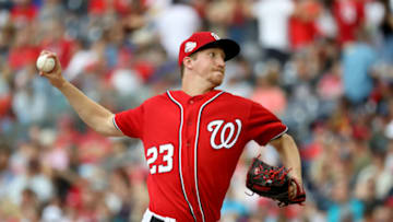 WASHINGTON, DC - JUNE 23 : Starting pitcher Erick Fedde #23 of the Washington Nationals throws to a Philadelphia Phillies batter in the sixth inning at Nationals Park on June 23, 2018 in Washington, DC. (Photo by Rob Carr/Getty Images)