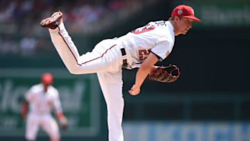 WASHINGTON, DC - JULY 04: Erick Fedde #23 of the Washington Nationals pitches in the second inning during a baseball game against the Boston Red Sox at Nationals Park on July 4, 2018 in Washington, DC. (Photo by Mitchell Layton/Getty Images)