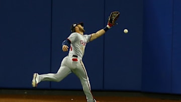 NEW YORK, NY - JULY 13: Bryce Harper #34 of the Washington Nationals is unable to catch up with double off the bat of Amed Rosario #1 of the New York Mets in center field in the sixth inning at Citi Field on July 13, 2018 in the Flushing neighborhood of the Queens borough of New York City. (Photo by Mike Stobe/Getty Images)