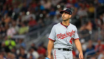 ATLANTA, GA - SEPTEMBER 20: Gio Gonzalez #47 of the Washington Nationals walks off the mound after the fifth inning against the Atlanta Braves at SunTrust Park on September 20, 2017 in Atlanta, Georgia. (Photo by Daniel Shirey/Getty Images)