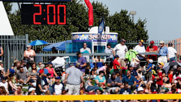 PEORIA, AZ - MARCH 08: A clock counts down time between innings during the spring training game between the Colorado Rockies and the San Diego Padres at Peoria Stadium on March 8, 2015 in Peoria, Arizona. (Photo by Christian Petersen/Getty Images)
