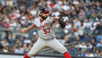 NEW YORK, NY - JUNE 12: Tanner Roark #57 of the Washington Nationals pitches against the New York Yankees during their game at Yankee Stadium on June 12, 2018 in New York City. (Photo by Al Bello/Getty Images)