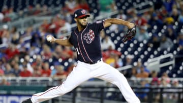WASHINGTON, DC - SEPTEMBER 7: Starting pitcher Joe Ross #41 of the Washington Nationals throws to a Chicago Cubs batter in the first inning at Nationals Park on September 7, 2018 in Washington, DC. (Photo by Rob Carr/Getty Images)