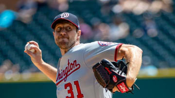 DETROIT, MI - JUNE 30: Max Scherzer #31 of the Washington Nationals pitches in the sixth inning during a MLB game against the Detroit Tigers at Comerica Park on June 30, 2019 in Detroit, Michigan. Washington defeated the Detroit 2-1. (Photo by Dave Reginek/Getty Images)